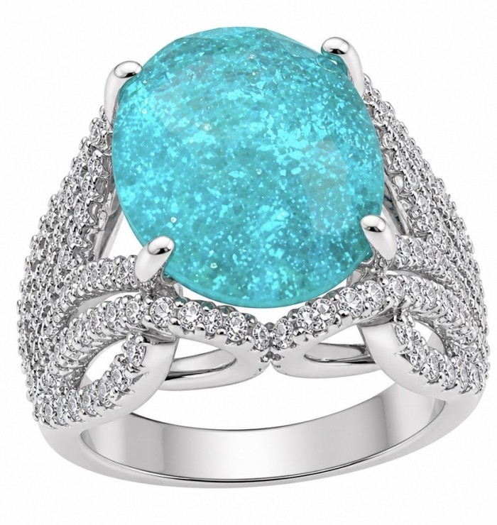 Oceania 14.5 carat Paraiba Tourmaline .925 Sterling Silver Handcrafted Ring size 9