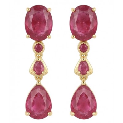 Giovanna - Magnificent Jewel 6.5 carat Mozambique Ruby 22K Gold over .925 Sterling Silver handcrafted incredible earrings