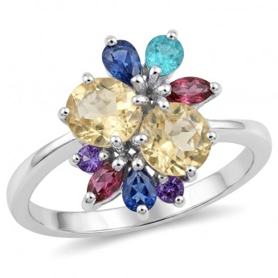 Isabella 4.2 carat Brazilian Citrine .925 Sterling Silver handcrafted ring; s. 7