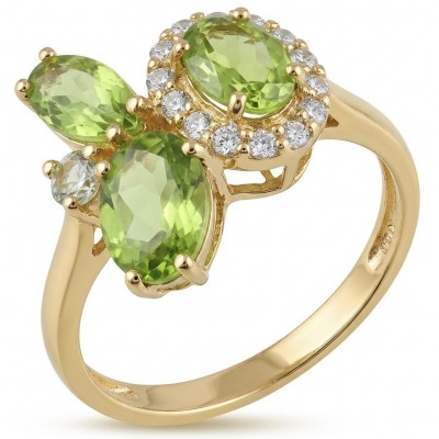 Summer - authentic 7.5 carat Peridot 18K Gold over .925 Sterling Silver Ring size 8