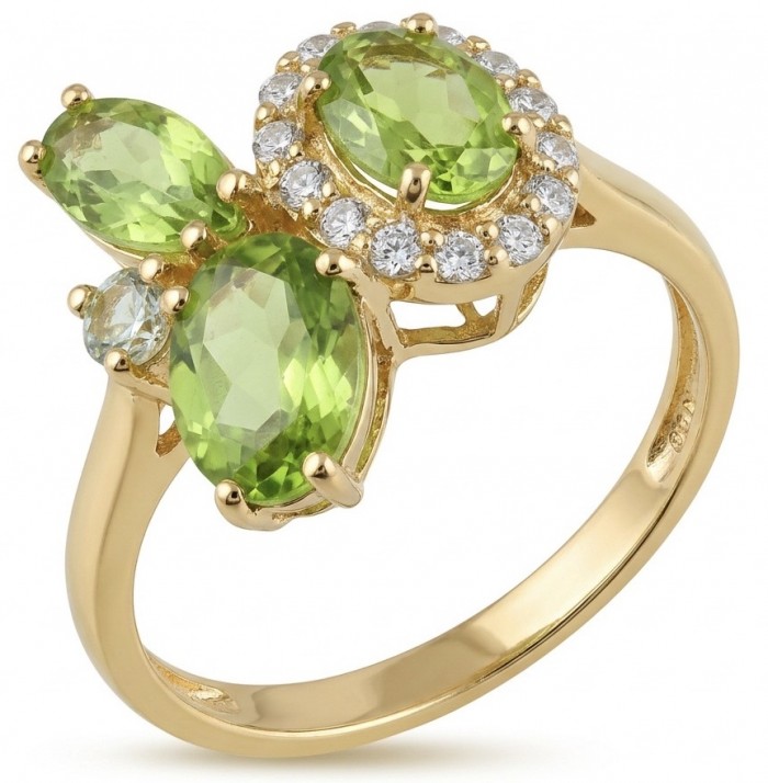 Summer - authentic 7.5 carat Peridot 18K Gold over .925 Sterling Silver Ring size 8