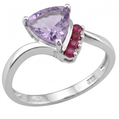 Purple Queen trillion cut 5.2 carat Amethyst .925 Sterling Silver Handcrafted Ring size 9