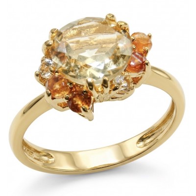 4.2 carat Brazilian Citrine orange Sapphire 18K Gold over .925 Sterling Silver handcrafted ring; s. 8