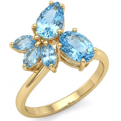 Pacifica 6.8 carat Swiss Blue Topaz 22K Gold over .925 Sterling Silver handcrafted ring size 8