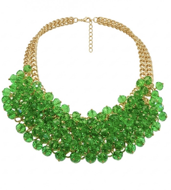 Emma 229.8 carat Green Topaz golden Handcrafted necklace