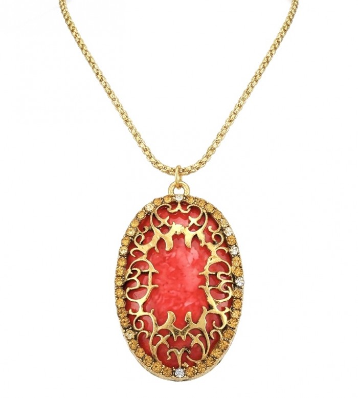 Summer Sublime natural Red resin handmade FASHION Necklace