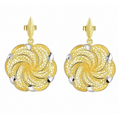 Dubai Style - .925 Sterling Silver dipped in 22K Gold handmade Earrings