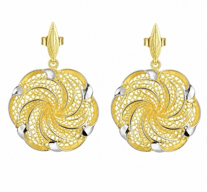 Dubai Style - .925 Sterling Silver dipped in 22K Gold handmade Earrings