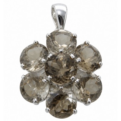 Penelope - 15.5 carat Smoky Topaz rhodium over .925 Sterling Silver handmade Pendant