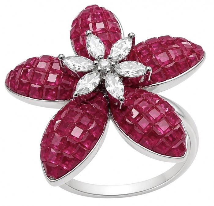 Born to Glam authentic 4.2 carat Ruby rhodium over .925 Silver handcrafted Ring s. 8