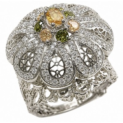 Casablanca Italy made 1.8 carat yellow Sapphire .925 Sterling Silver brilliantly handcrafted ring s. 6 1/2