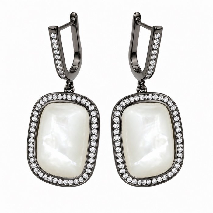 Top quality Sublime Blister Pearl black rhodium over .925 Sterling Silver handcrafted Earrings - video