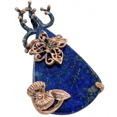 Magic Aurora Lapis Lazuli 14K Rose Gold .925 Sterling Silver handcrafted Pendant
