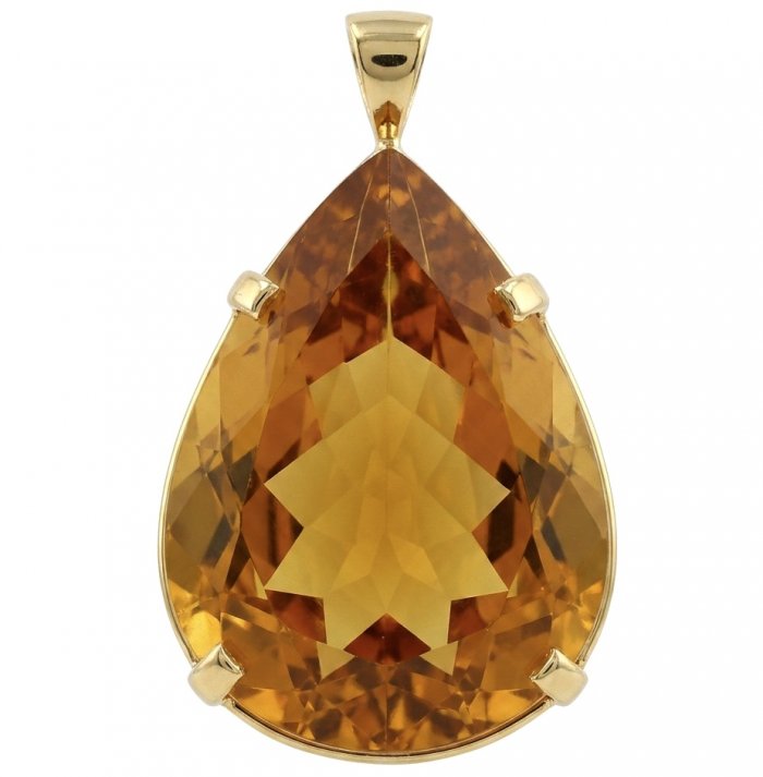 Oval cut 37.3 carat Lemon Quartz 22K Gold over .925 Sterling Silver handcrafted pendant - video