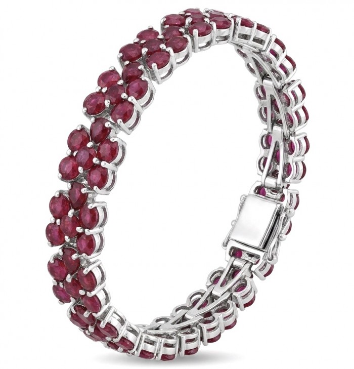 Giuseppina - Magnificent 42.3 carat authentic Ruby rhodium over .925 Sterling Silver handcrafted Bracelet