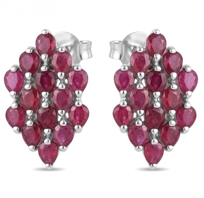 Giuseppina - Magnificent 10.8 carat authentic Ruby rhodium over .925 Sterling Silver handcrafted Statement earrings