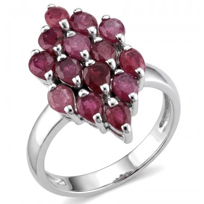 Giuseppina - Magnificent 12.5 carat authentic Ruby rhodium over .925 Sterling Silver handcrafted .925 Silver handcrafted Ring s. 8
