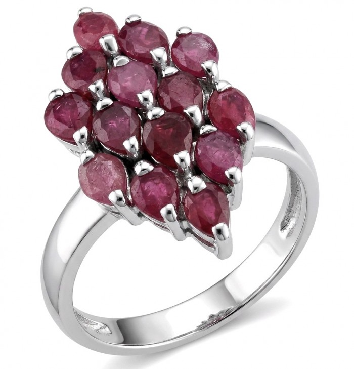 Giuseppina - Magnificent 12.5 carat authentic Ruby rhodium over .925 Sterling Silver handcrafted .925 Silver handcrafted Ring s. 8