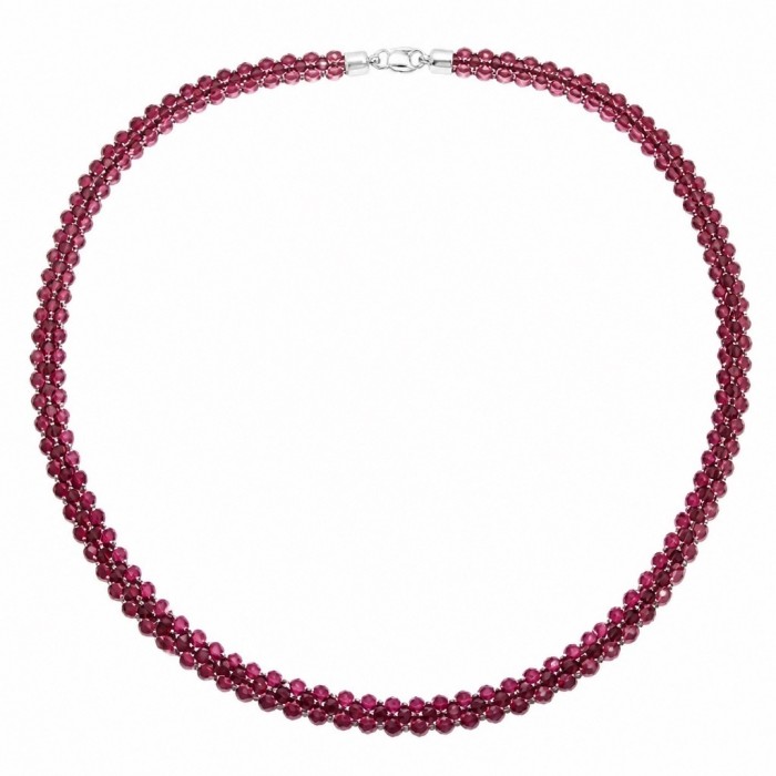 Giuseppina - Magnificent 74.5 carat authentic Ruby rhodium over .925 Sterling Silver handcrafted Statement necklace