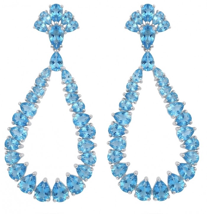 Atlantica - 12.5 carat Swiss Blue Topaz .925 Sterling Silver Handcrafted Statement Earrings