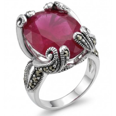 Born to Glam authentic 11.2 carat Ruby rhodium over .925 Silver handcrafted Ring s. 7