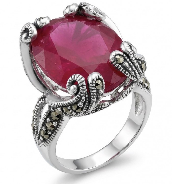 Born to Glam authentic 11.2 carat Ruby rhodium over .925 Silver handcrafted Ring s. 7
