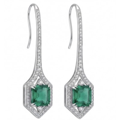 Giovanna - Authentic 8.9 carat COLOMBIAN EMERALD .925 Sterling Silver dipped in 22K Gold handcrafted earrings