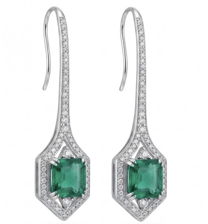 Giovanna - Authentic 8.9 carat COLOMBIAN EMERALD .925 Sterling Silver dipped in 22K Gold handcrafted earrings