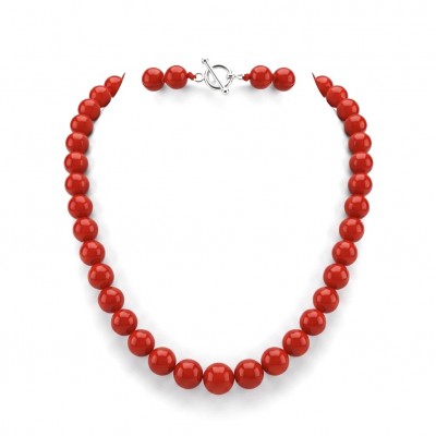 Konstancia Sublime natural Red Fossilized Coral Sterling Silver handmade Necklace