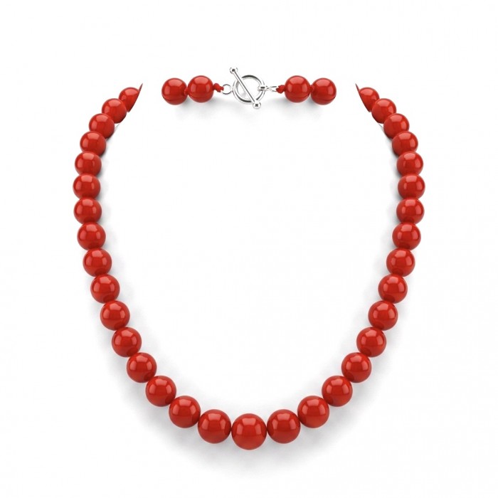 Konstancia Sublime natural Red Fossilized Coral Sterling Silver handmade Necklace