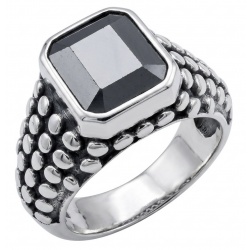 The King- Huge 12.5 carat Black Onyx .925 Sterling Silver handcrafted ring; s. 12