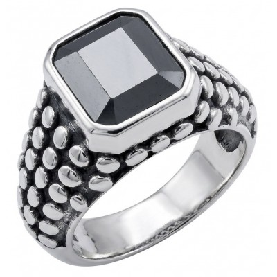 The King- Huge 12.5 carat Black Onyx .925 Sterling Silver handcrafted ring; s. 12