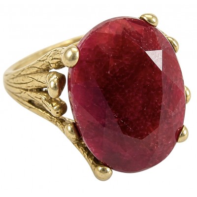 Bella Rosa Genuine 18.5 CARAT Ruby 14k Gold over .925 Sterling Silver Statement Ring size 7