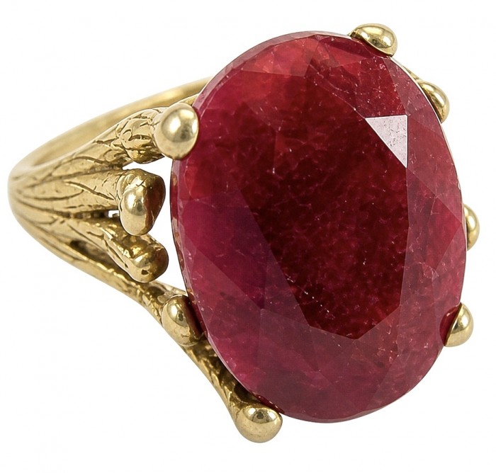 Bella Rosa Genuine 18.5 CARAT Ruby 14k Gold over .925 Sterling Silver Statement Ring size 7