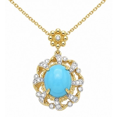 Sofia - authentic Sleeping Beauty Turquoise 22K Gold over .925 Sterling Silver handcrafted Statement necklace