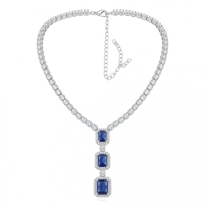 Ofelia - Authentic 10.5 CARAT natural Sapphire .925 Sterling Silver handcrafted necklace