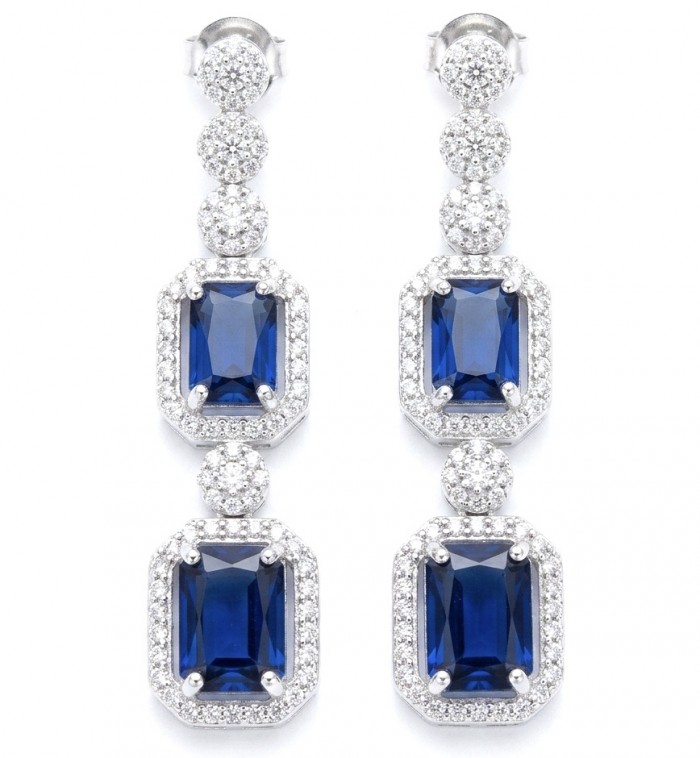 Ofelia - Authentic 8.7 CARAT natural Sapphire .925 Sterling Silver handcrafted .925 Sterling Silver handmade Statement earrings