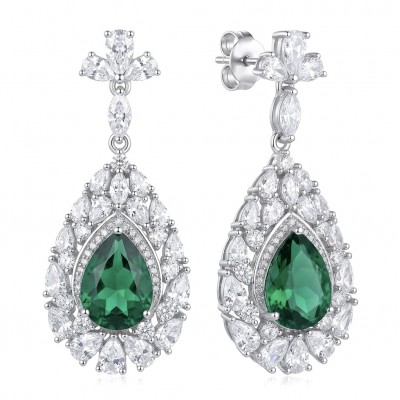 Magnificent Jewel 9.5 carat Emerald .925 Sterling Silver handcrafted Statement earrings