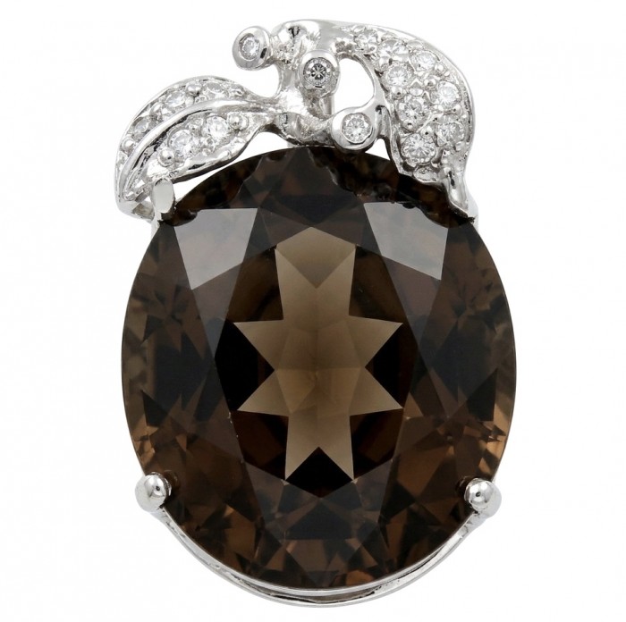 Juicy Fruit 24.5 carat Brazilian Smoky Topaz .925 Sterling Silver dipped in black Rhodium handmade Pendant