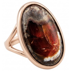 Bonfire Night best quality 27.4 carat Mexican Opal 18K Gold over .925 Sterling Silver handmade ring 7 1/4