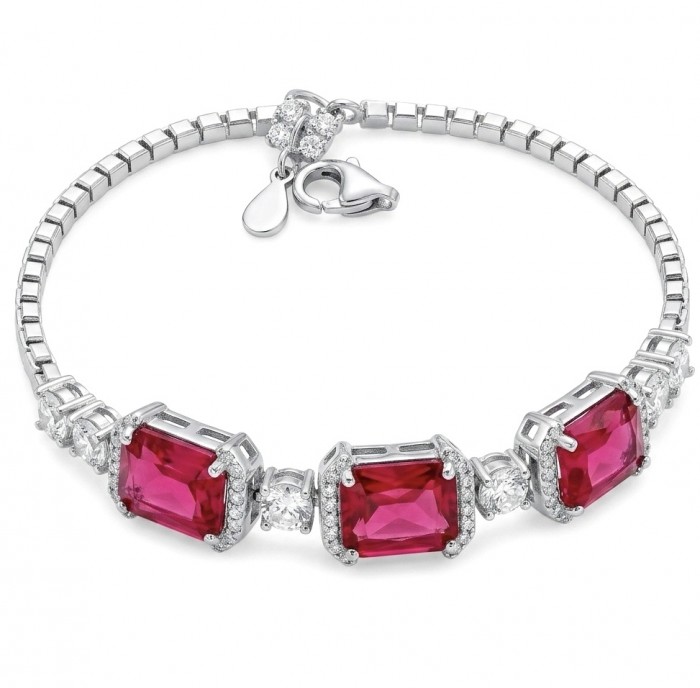 Art Deco - Crimson Royalty 10.2 carat Ruby .925 Sterling Silver .925 Sterling Silver Statement Bracelet