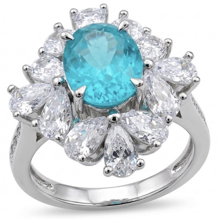 Wonderland 9.5 carat Brazilian Paraiba Tourmaline .925 Sterling Silver Handcrafted Ring size 7 1/4