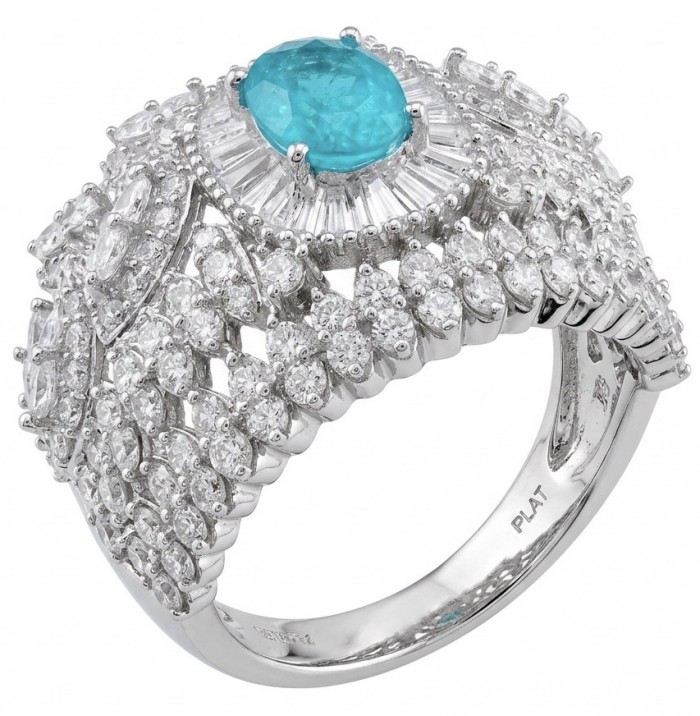 Wonderland 1.5 carat Brazilian Paraiba Tourmaline .925 Sterling Silver Handcrafted Ring size 8 1/4