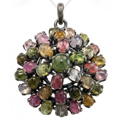 Rio de Janeiro 22.7 carat Brazilian Watermalon Tourmaline black rhodium over .925 Sterling Silver handmade Pendant