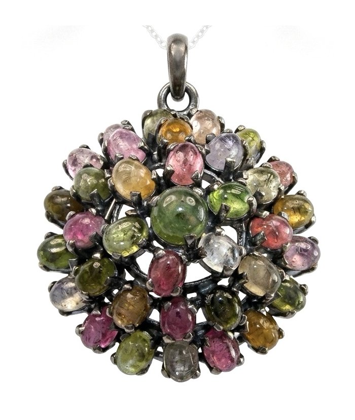 Rio de Janeiro 22.7 carat Brazilian Watermalon Tourmaline black rhodium over .925 Sterling Silver handmade Pendant - video
