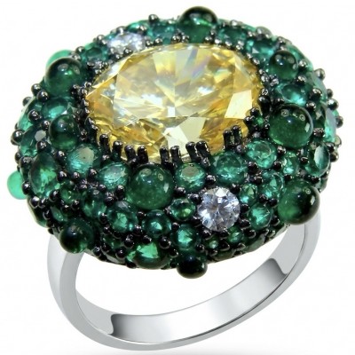 Isabel 18.8 carat Genuine Lemon Quartz Chroem Diopside .925 Sterling Silver handcrafted ring size 7 1/4