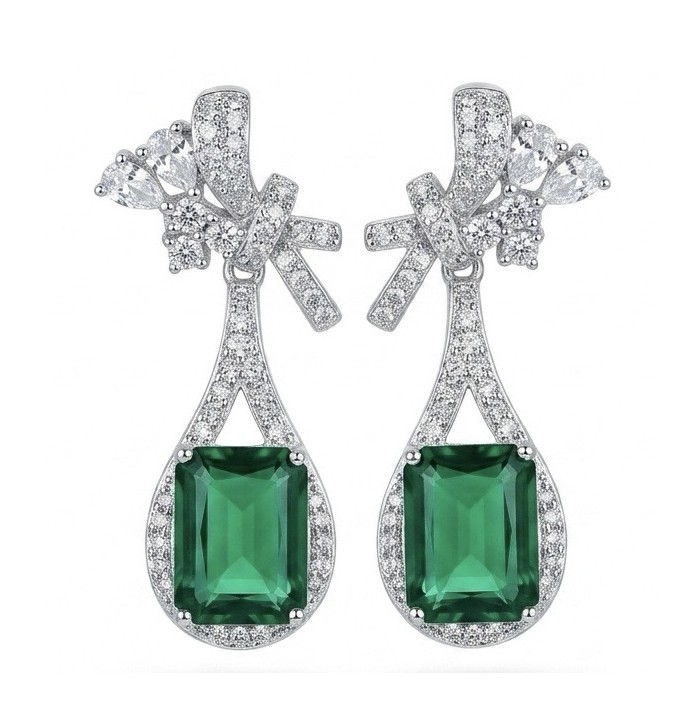 Stella 3.8 carat COLOMBIAN Emerald .925 Sterling Silver handmade Earrings