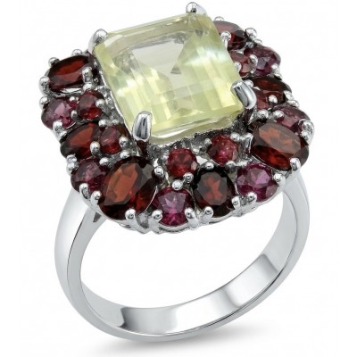 Golden Dream 9.8 carat Brazilian Citrine Garnet .925 Sterling Silver Handcrafted Ring size 8