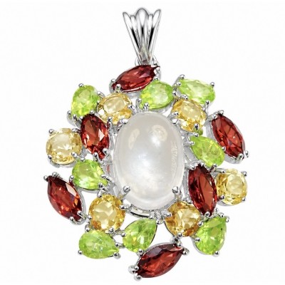 Tuscan Hills 28.7 carat ROSE QUARTZ Rhodium over .925 Sterling Silver handcrafted pendant