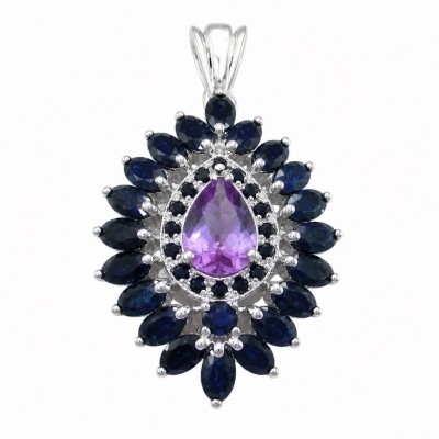 Mademoiselle - 18.5 carat natural Amethyst .925 Sterling Silver dipped in rhodium handcrafted Pendant